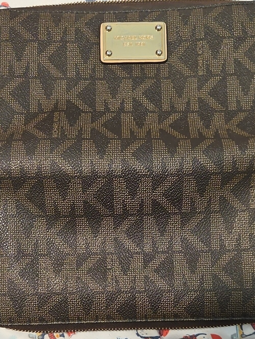 Michael Kors Brown MK Wallet with Gold Plaque
